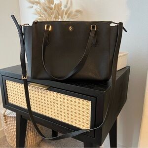 Tory Burch Emerson Tote Black Gold Hardware